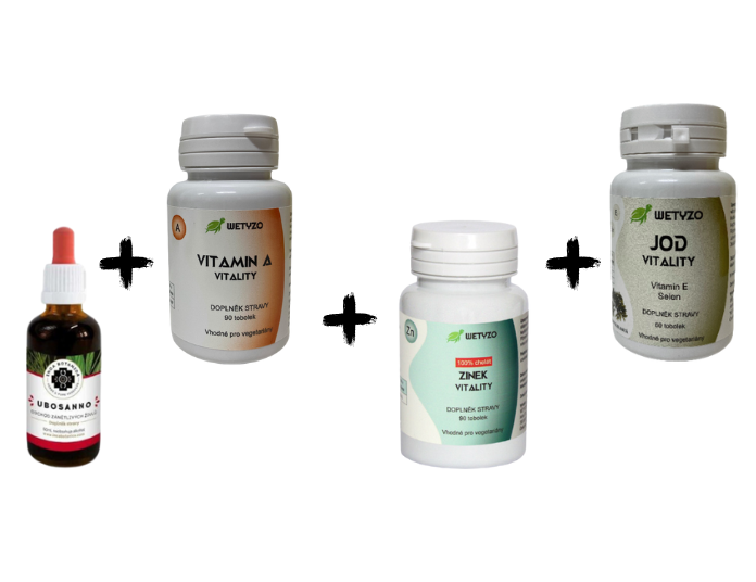 Ubosanno + Zinek Vitality + Jod Vitality + Vitamín A Vitality